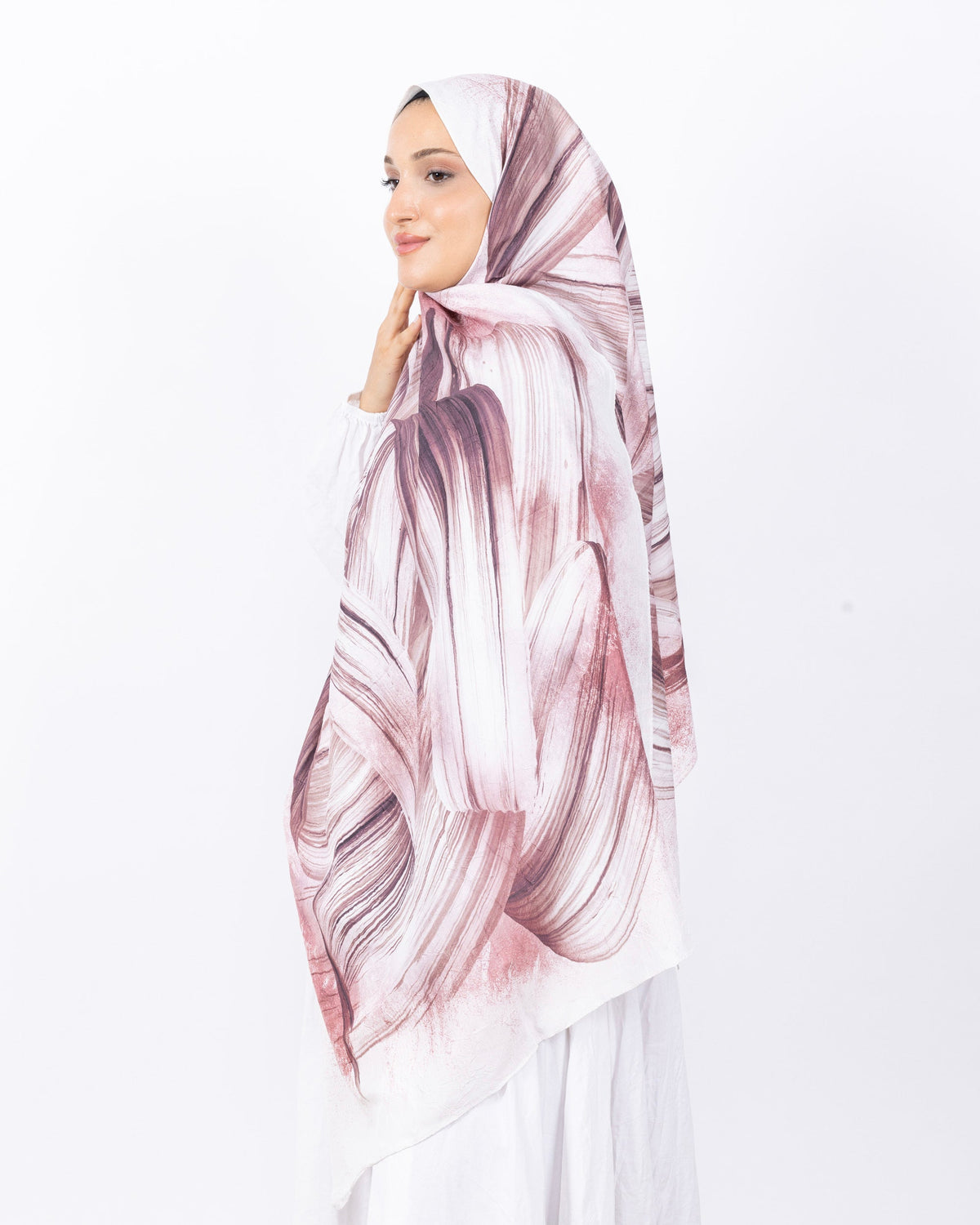 Mikro Bambu Kraş Şal D035 Gül Kurusu, 75 × 185 cm şal – görsel 3