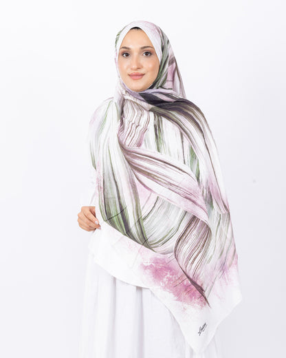 Mikro Bambu Kraş Şal D035 Haki Yeşili Pembe, 75 × 185 cm şal – görsel 2