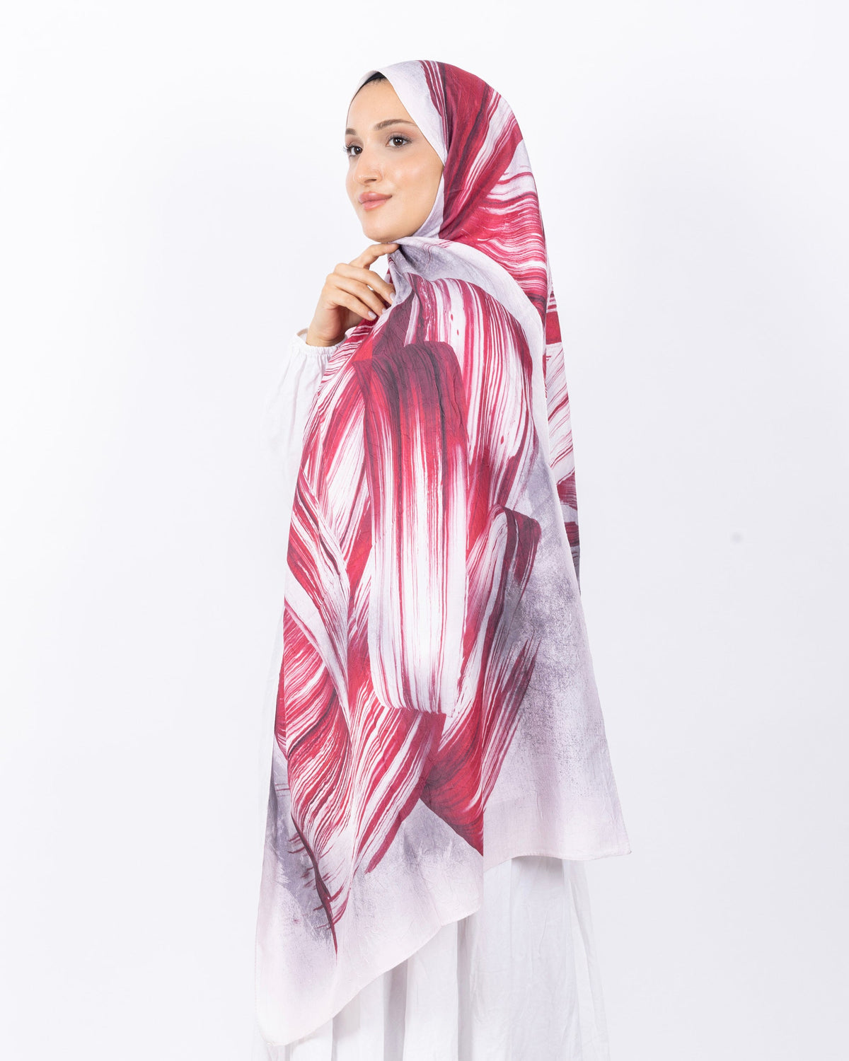 Mikro Bambu Kraş Şal D035 Kırmızı, 75 × 185 cm şal – görsel 1