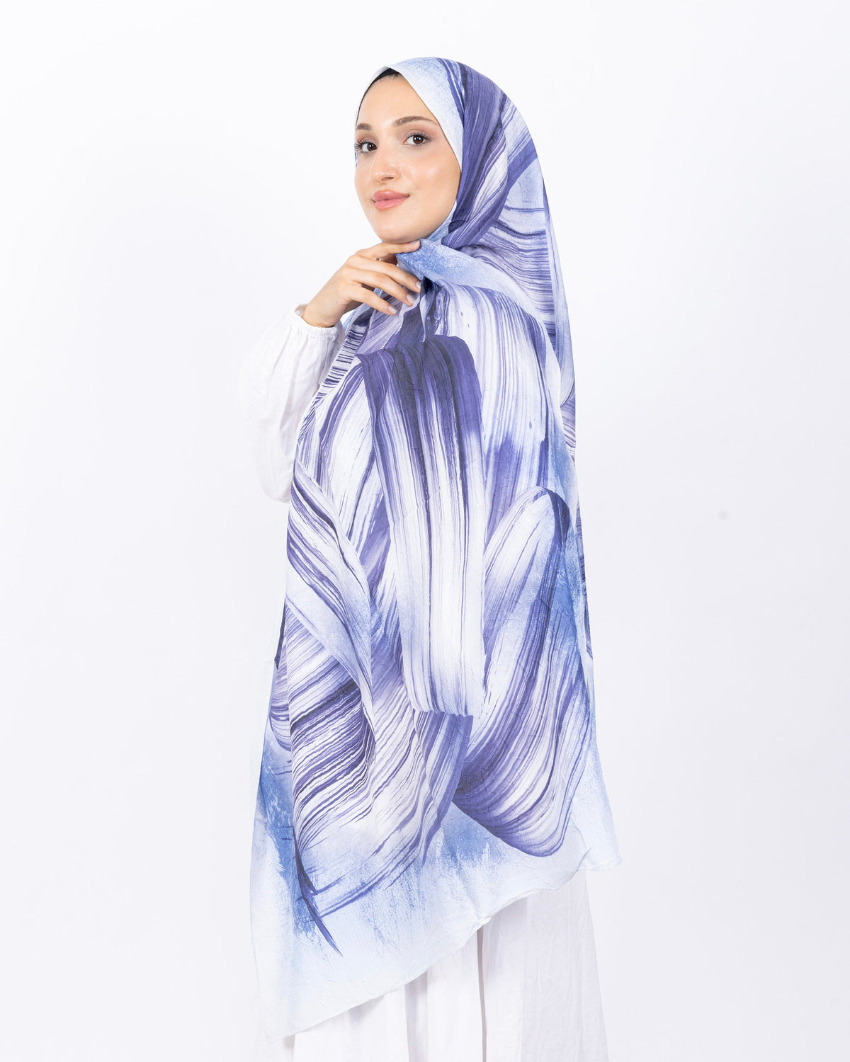 Mikro Bambu Kraş Şal D035 Lacivert, 75 × 185 cm şal – görsel 2