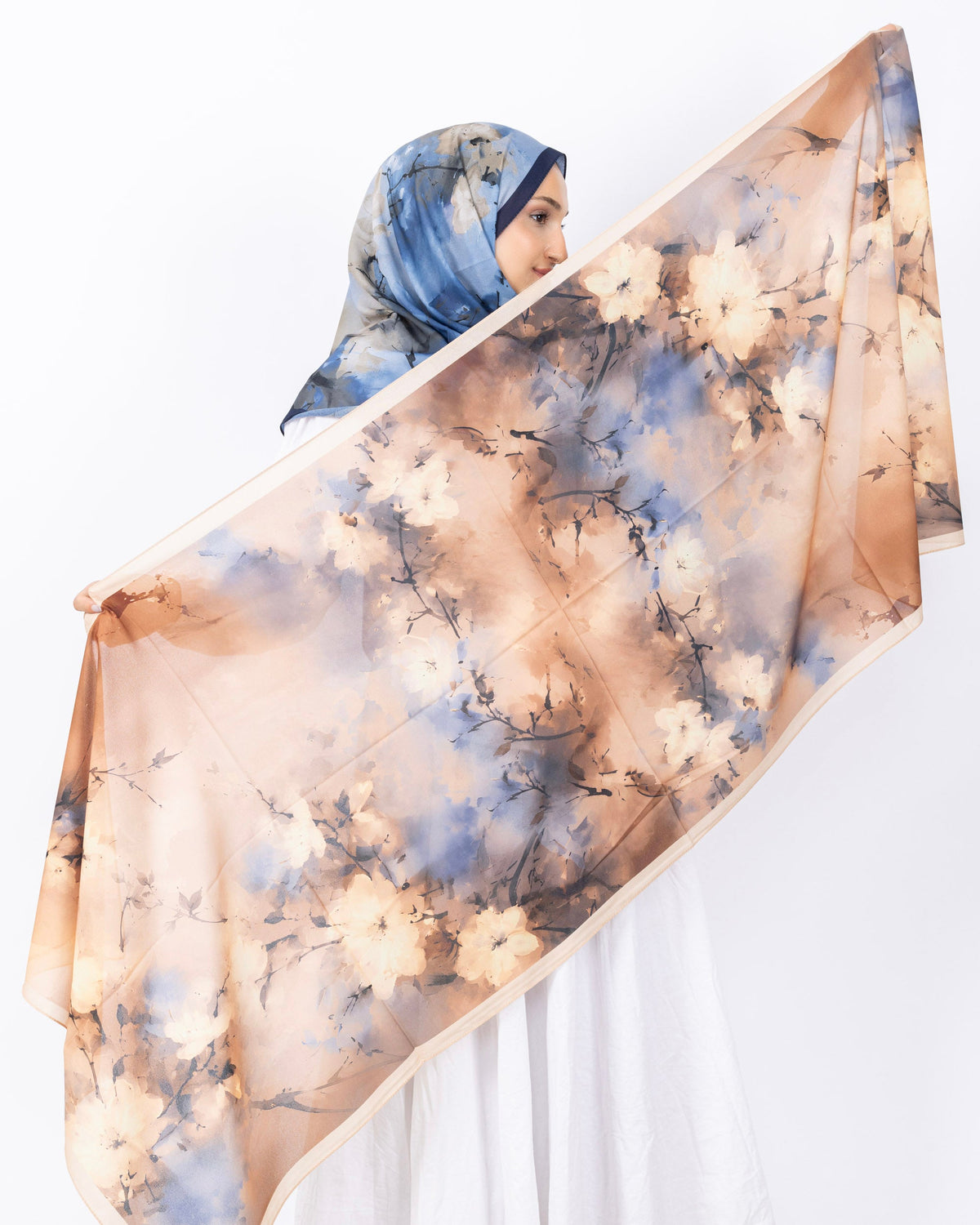 Fransız İpeği D017 Sarı, çiçekli desenli, 75 × 185 cm şal – görsel 5