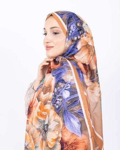Mikro Soft Şal D006 Somon, çiçekli desenli, 75 × 185 cm şal – görsel 1