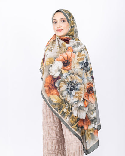 Mikro Soft Şal D006 Gri, çiçekli desenli, 75 × 185 cm şal – görsel 2