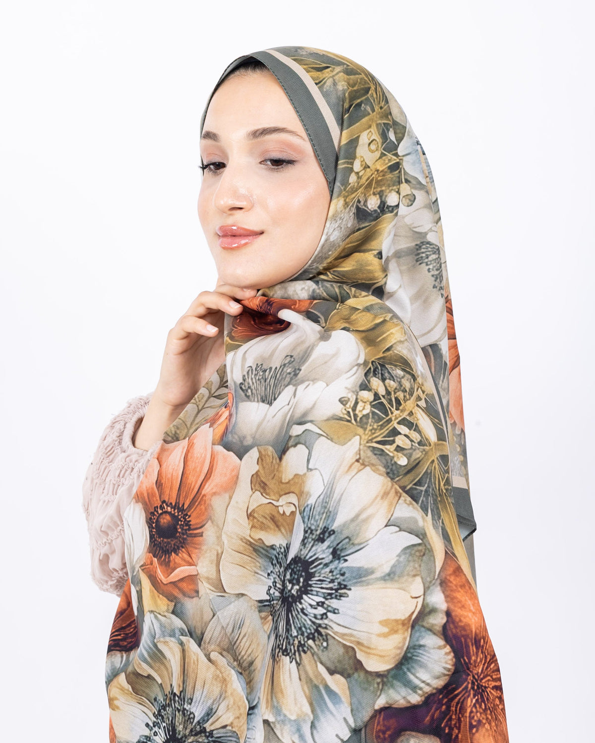Mikro Soft Şal D006 Gri, çiçekli desenli, 75 × 185 cm şal – görsel 3
