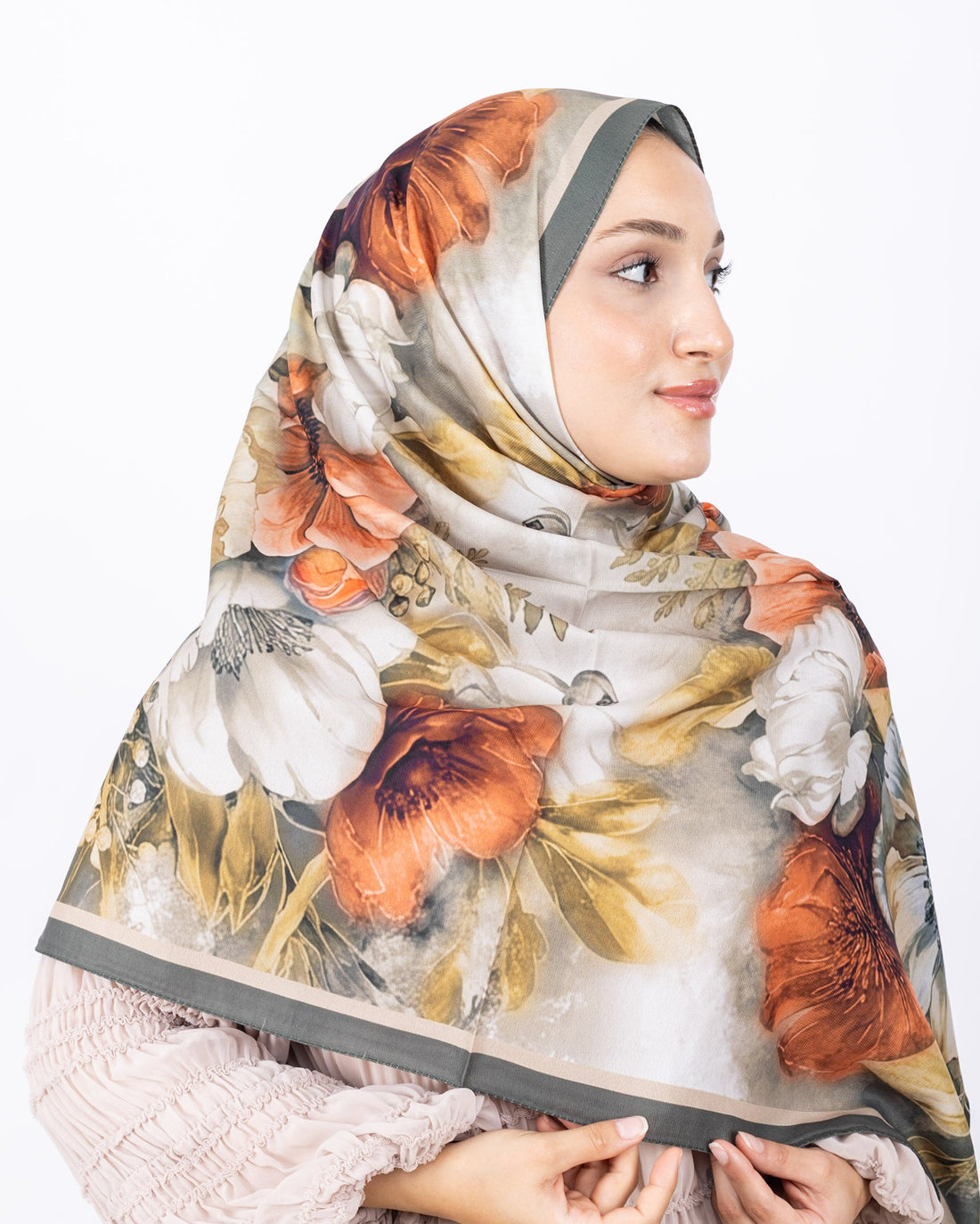 Mikro Soft Şal D006 Gri, çiçekli desenli, 75 × 185 cm şal – görsel 1