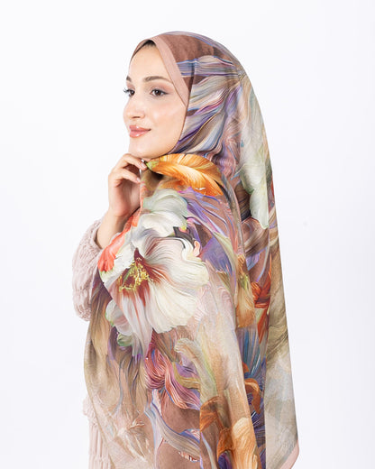 Mikro Soft Şal D003 Somon, çiçekli desenli, 75 × 185 cm şal – görsel 3