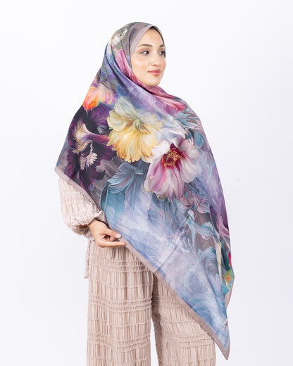 Mikro Soft Şal D003 Vizon, çiçekli desenli, 75 × 185 cm şal – görsel 2