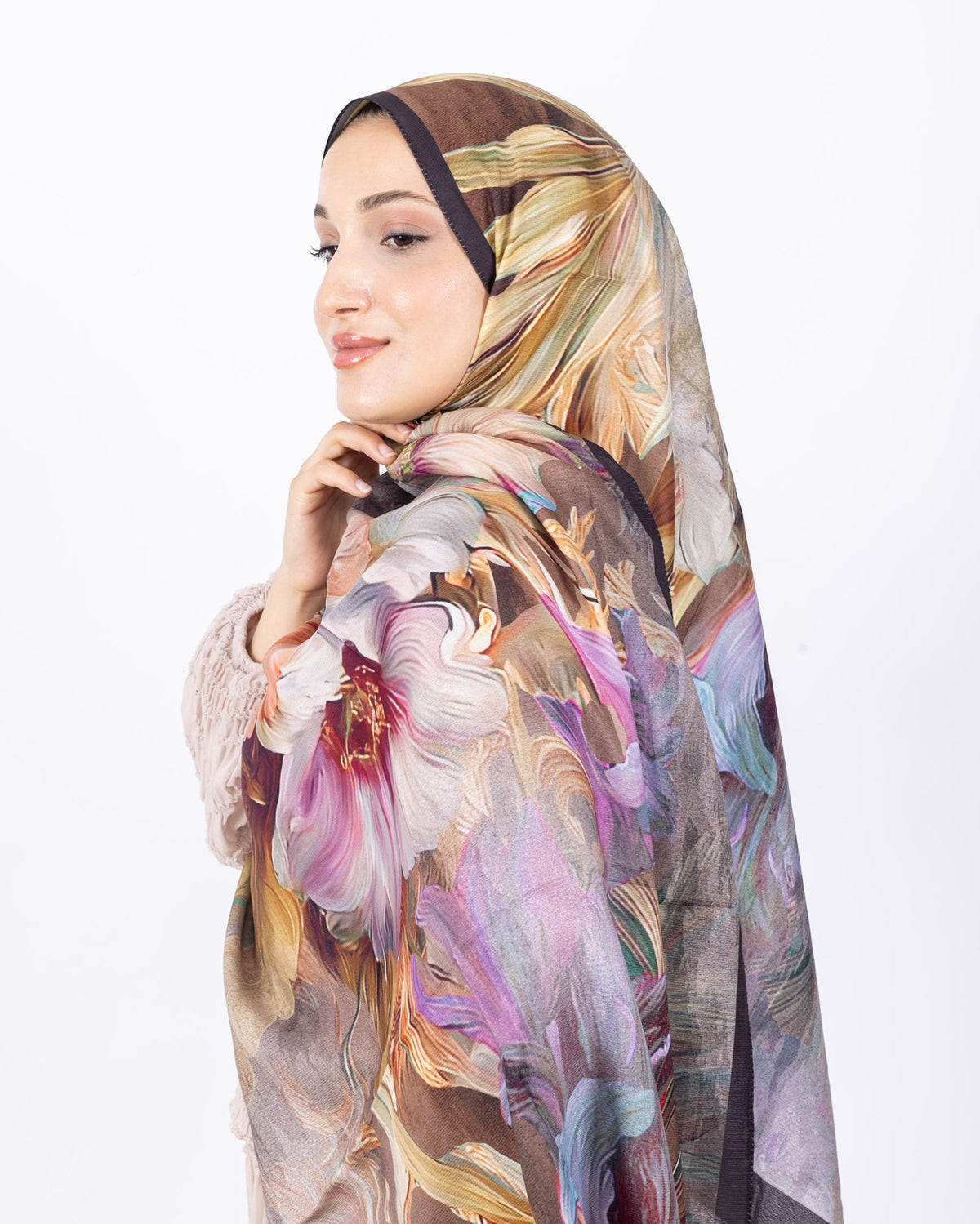 Mikro Soft Şal D003 Siyah, çiçekli desenli, 75 × 185 cm şal – görsel 2