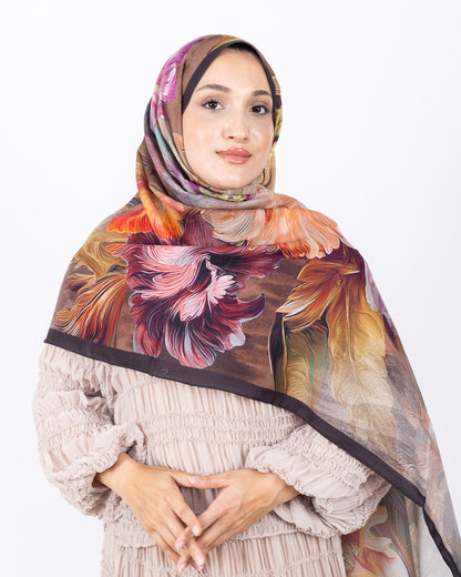 Mikro Soft Şal D003 Siyah, çiçekli desenli, 75 × 185 cm şal – görsel 3