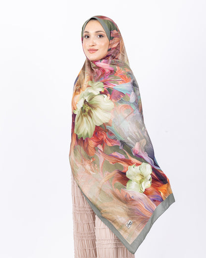 Mikro Soft Şal D003 Mint Yeşili, çiçekli desenli, 75 × 185 cm şal – görsel 2