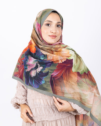 Mikro Soft Şal D003 Mint Yeşili, çiçekli desenli, 75 × 185 cm şal – görsel 4