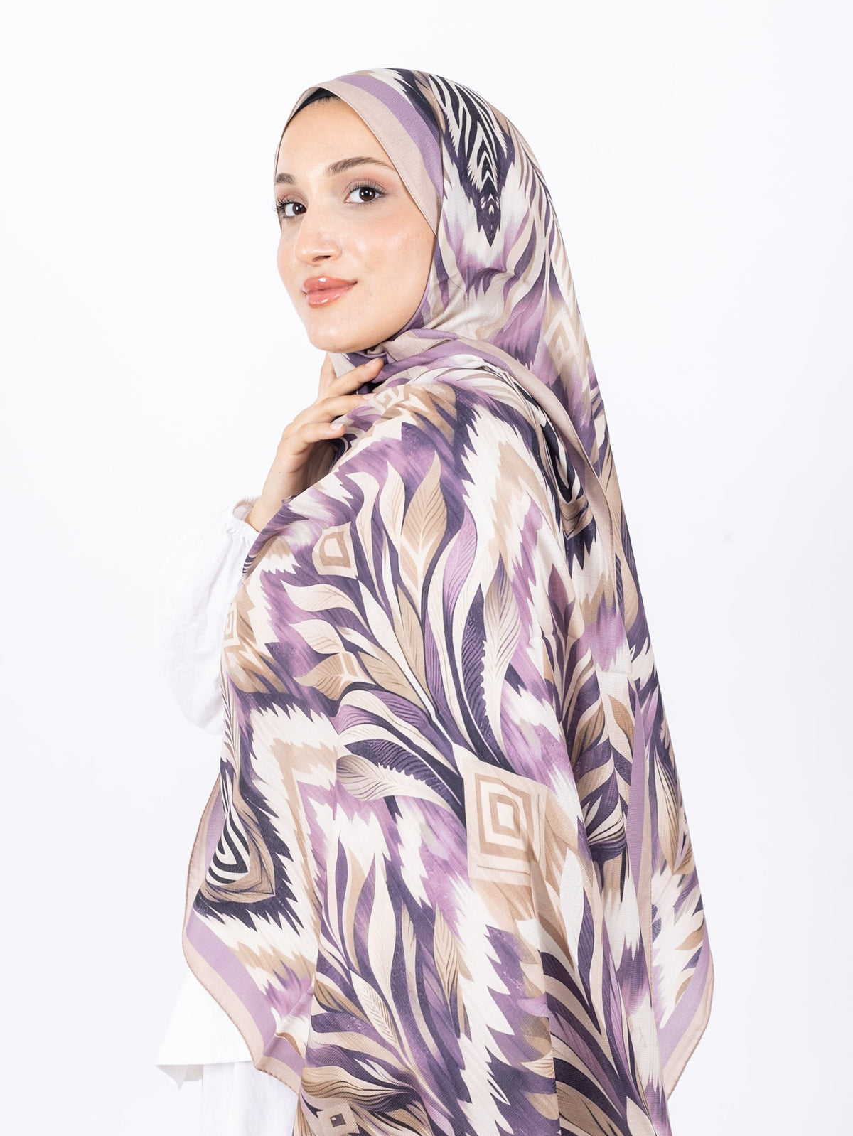 Mikro Soft Şal D008 Toprak, çiçekli desenli, 75 × 185 cm şal – görsel 3