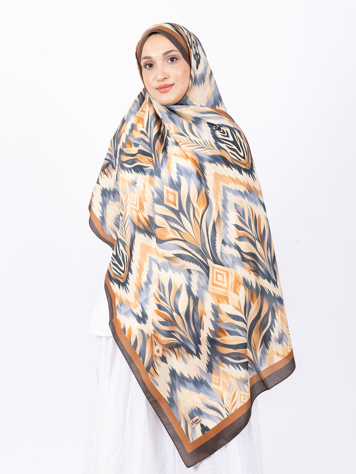 Mikro Soft Şal D008 Kahverengi, çiçekli desenli, 75 × 185 cm şal – görsel 2