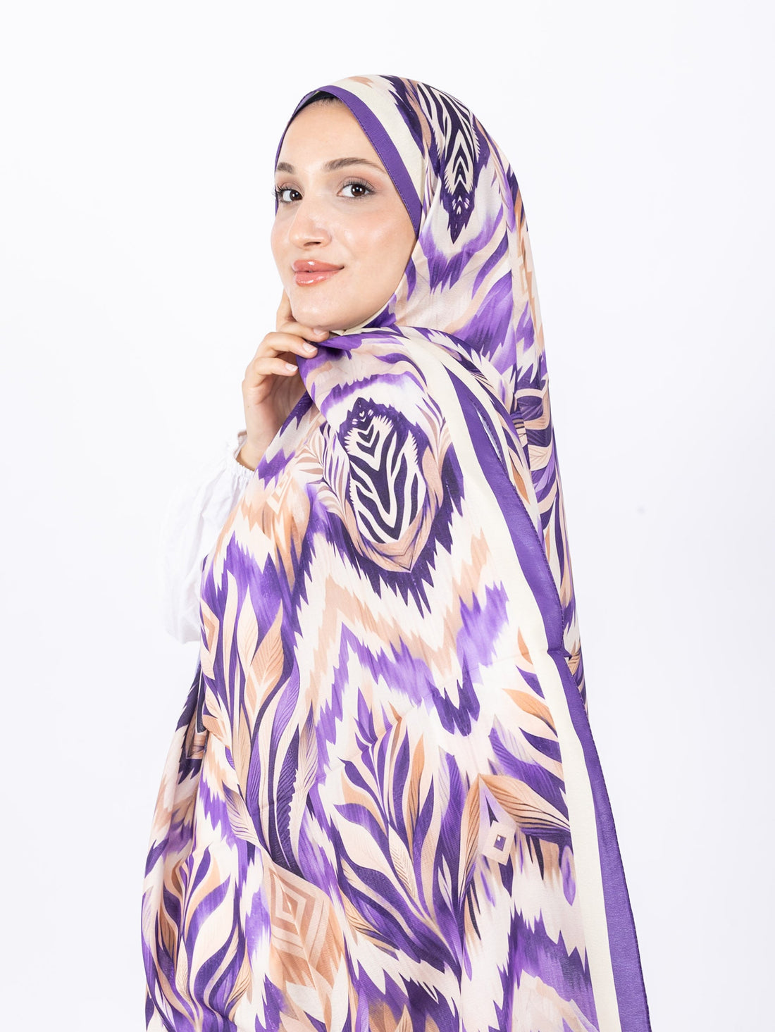 Mikro Soft Şal D008 Mor, çiçekli desenli, 75 × 185 cm şal – görsel 1