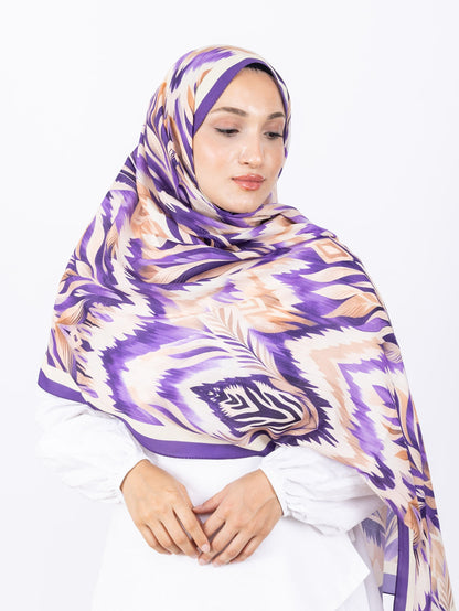 Mikro Soft Şal D008 Mor, çiçekli desenli, 75 × 185 cm şal – görsel 3