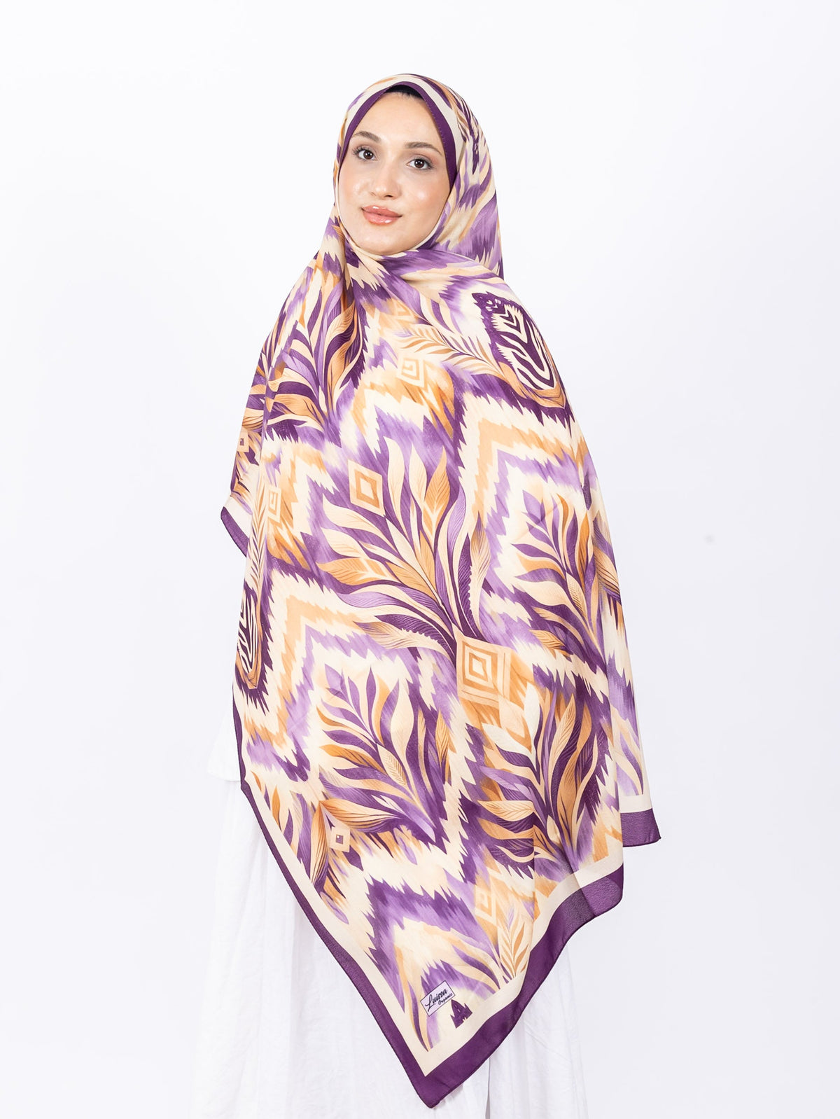 Mikro Soft Şal D008 Mürdüm, çiçekli desenli, 75 × 185 cm şal – görsel 2