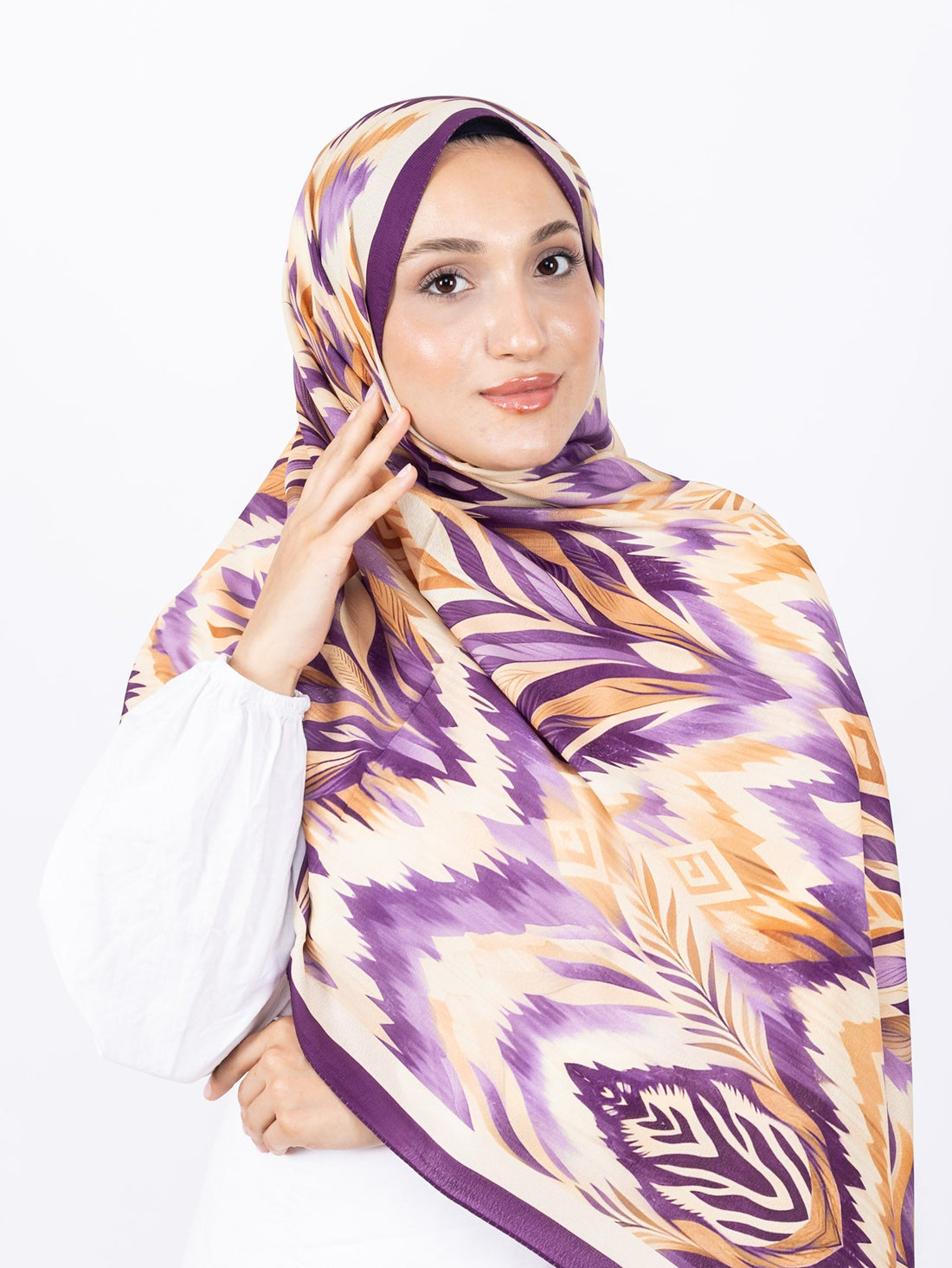 Mikro Soft Şal D008 Mürdüm, çiçekli desenli, 75 × 185 cm şal – görsel 1