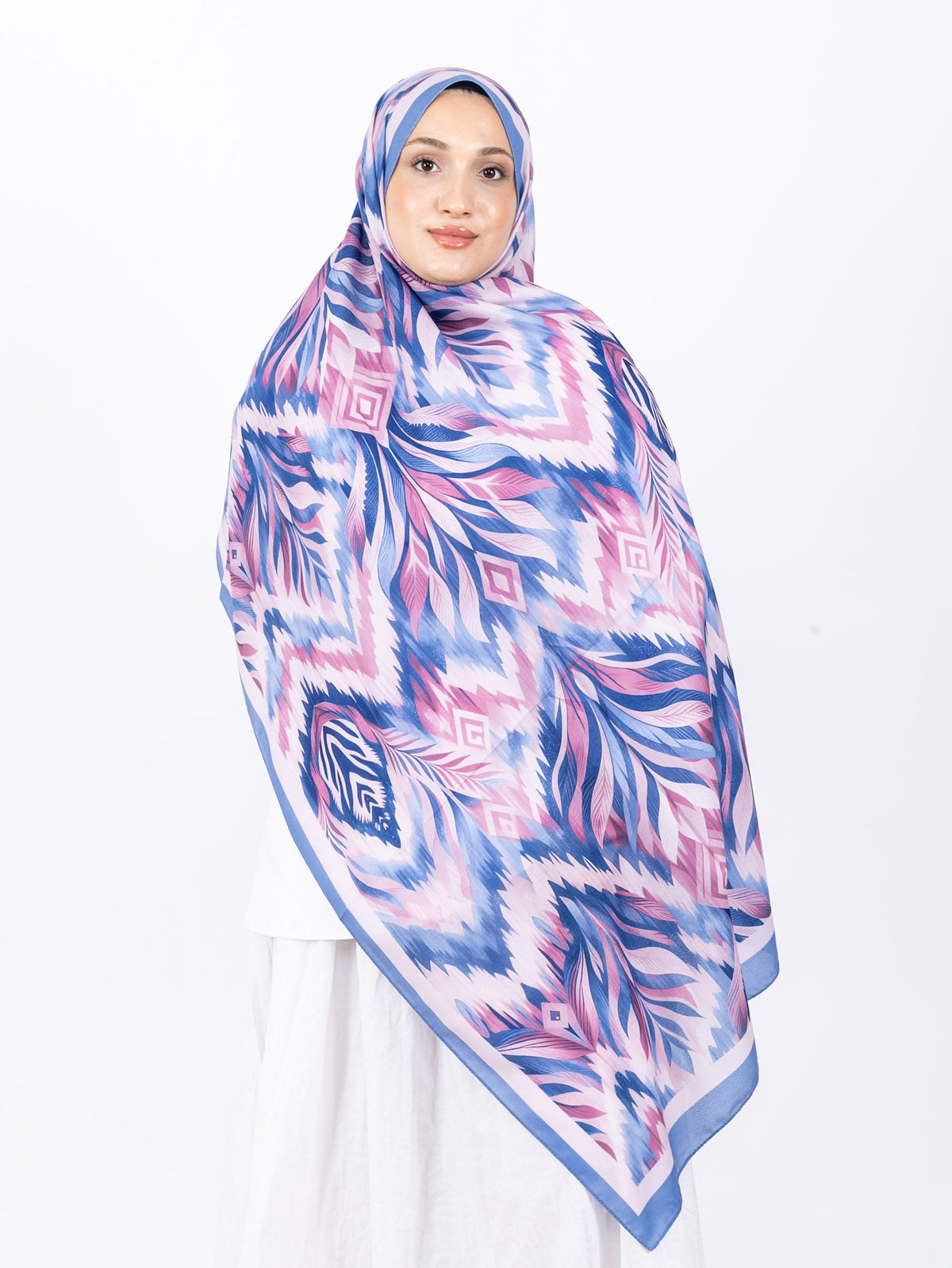 Mikro Soft Şal D008 Mavi, çiçekli desenli, 75 × 185 cm şal – görsel 2
