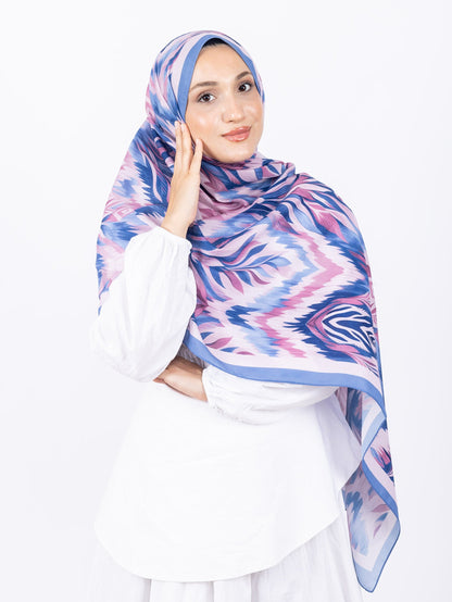 Mikro Soft Şal D008 Mavi, çiçekli desenli, 75 × 185 cm şal – görsel 1