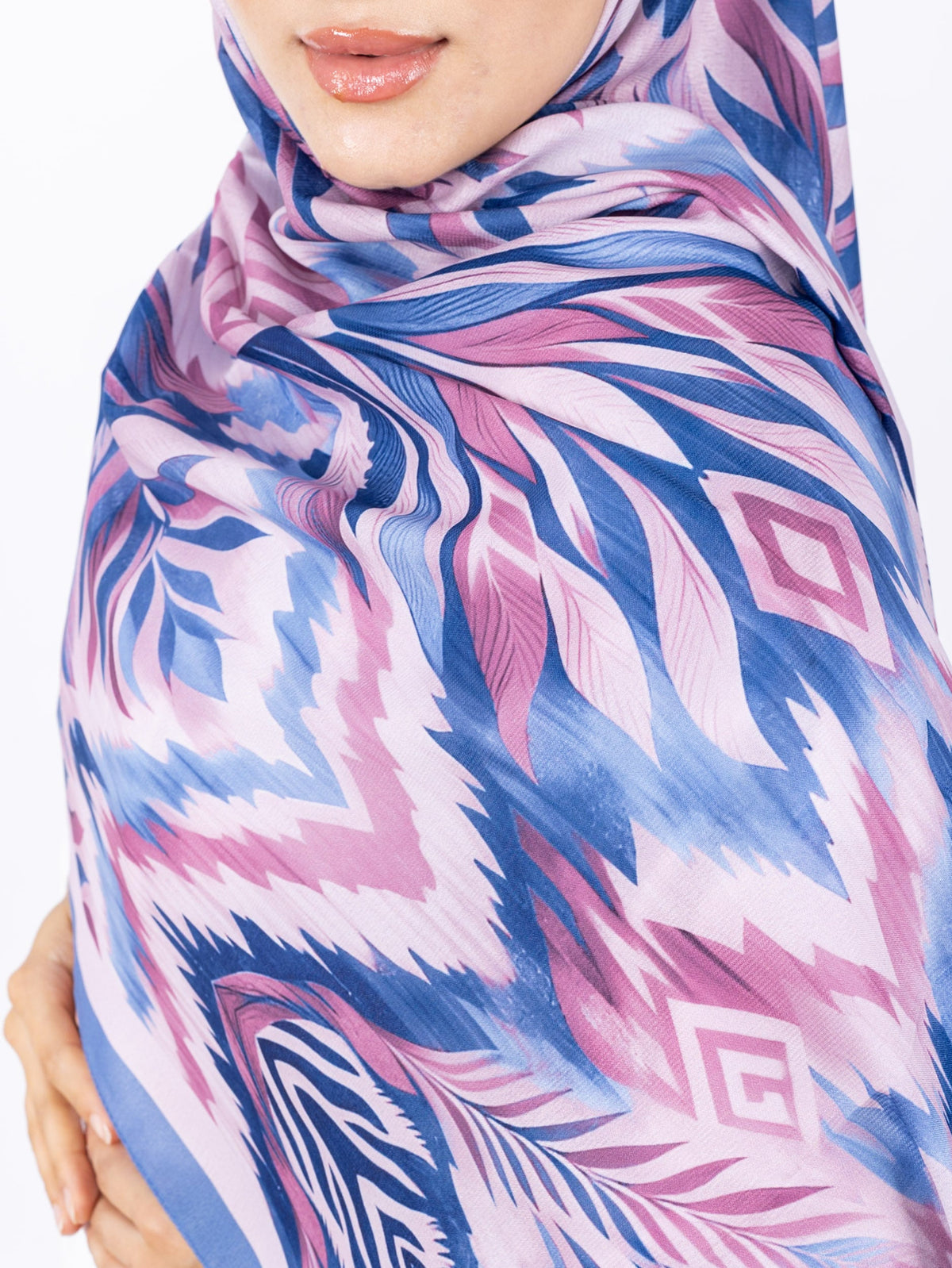 Mikro Soft Şal D008 Mavi, çiçekli desenli, 75 × 185 cm şal – görsel 4