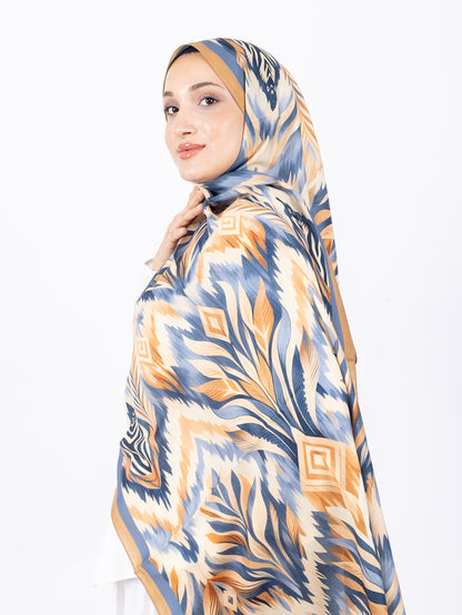 Mikro Soft Şal D008 Hardal Sarısı, çiçekli desenli, 75 × 185 cm şal – görsel 3