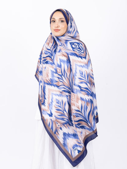 Mikro Soft Şal D008 Lacivert, çiçekli desenli, 75 × 185 cm şal – görsel 1