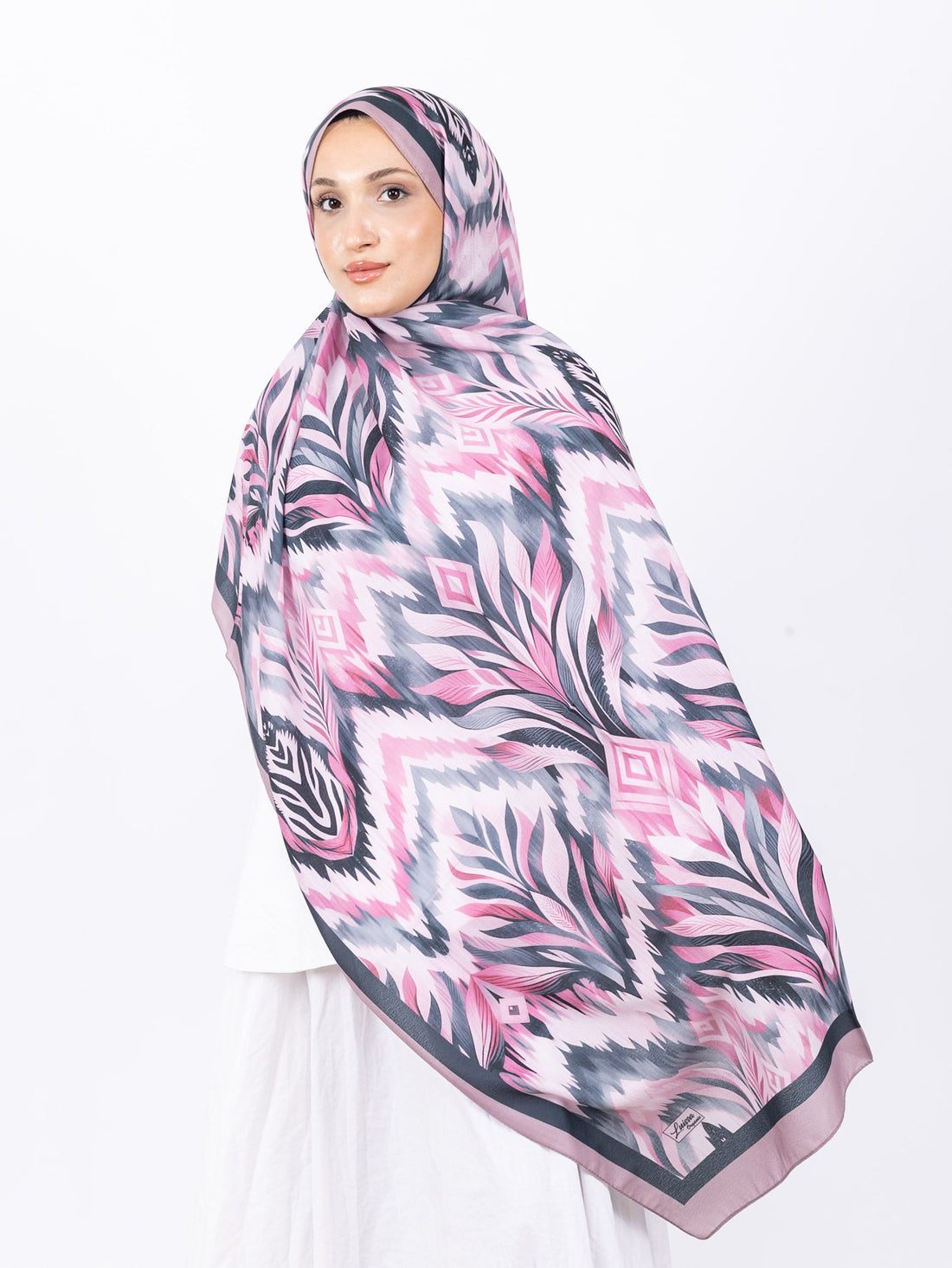 Mikro Soft Şal D008 Pudra, çiçekli desenli, 75 × 185 cm şal – görsel 1