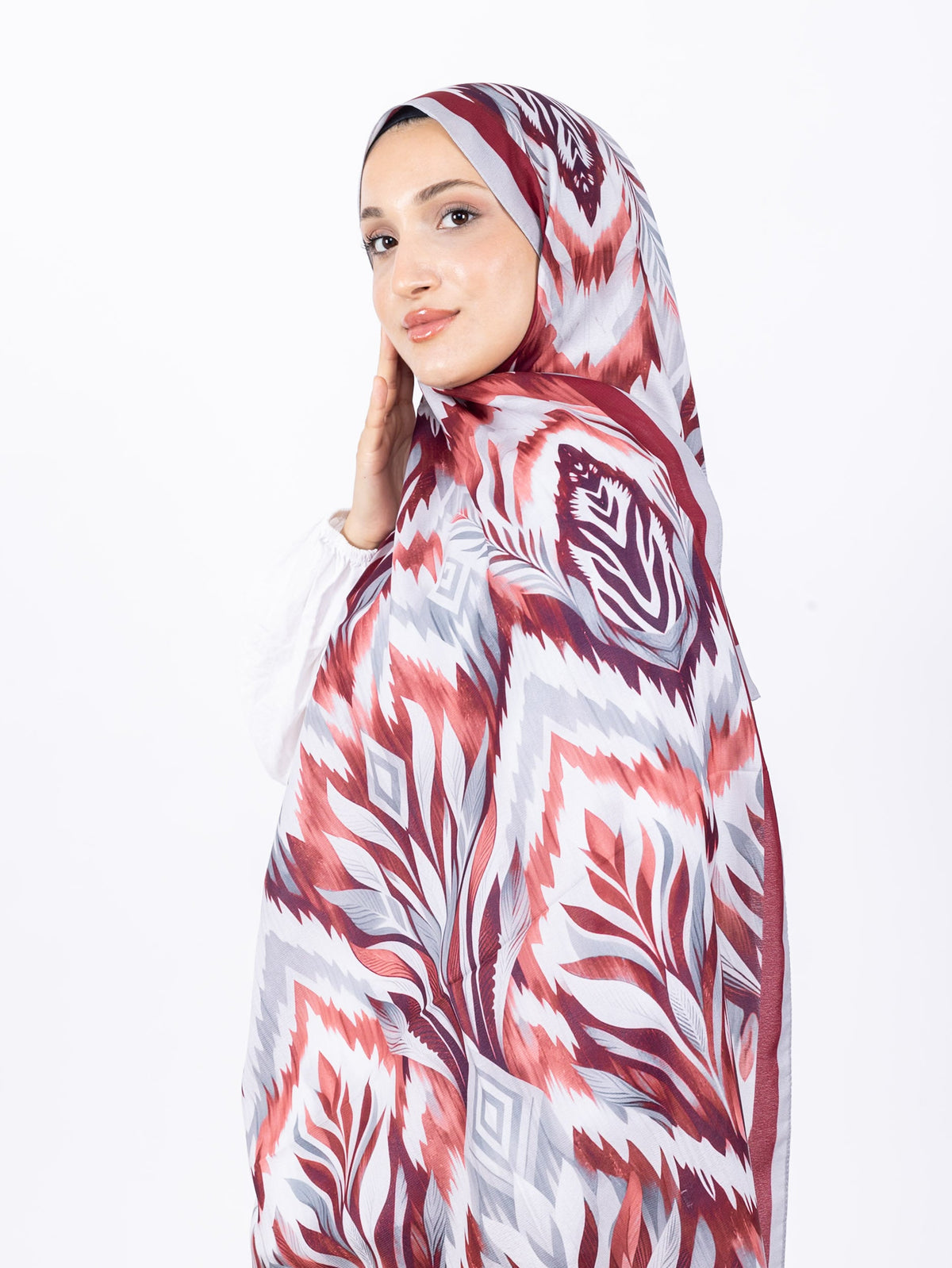 Mikro Soft Şal D008 Gri, çiçekli desenli, 75 × 185 cm şal – görsel 3