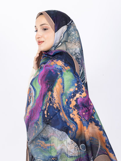 Mikro Soft Şal D010 Vizon, çiçekli desenli, 75 × 185 cm şal – görsel 3