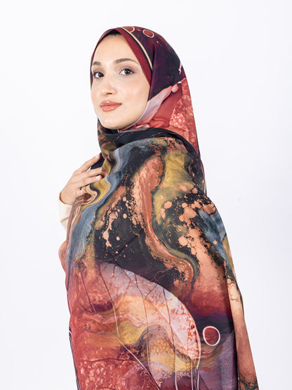 Mikro Soft Şal D010 Bordo, çiçekli desenli, 75 × 185 cm şal – görsel 1