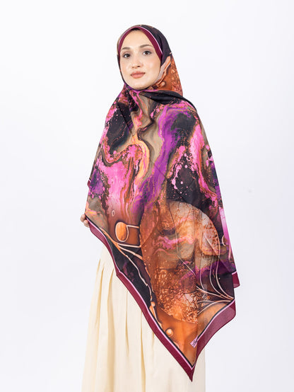 Mikro Soft Şal D010 Mürdüm, çiçekli desenli, 75 × 185 cm şal – görsel 2