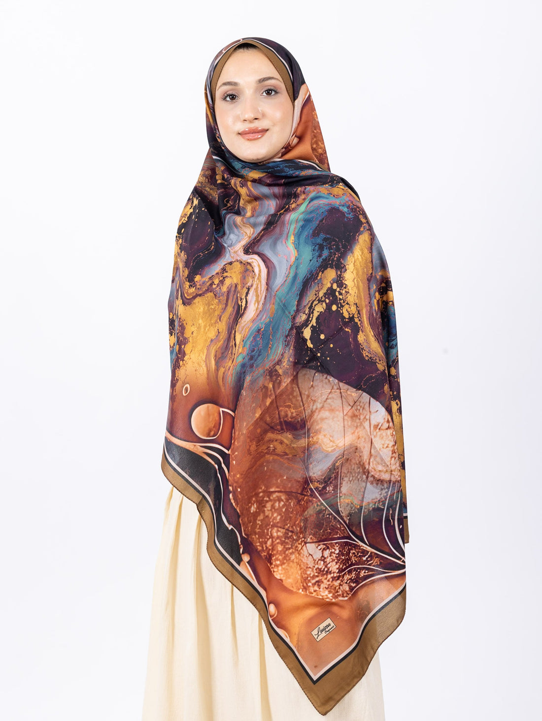 Mikro Soft Şal D010 Toprak, çiçekli desenli, 75 × 185 cm şal – görsel 1