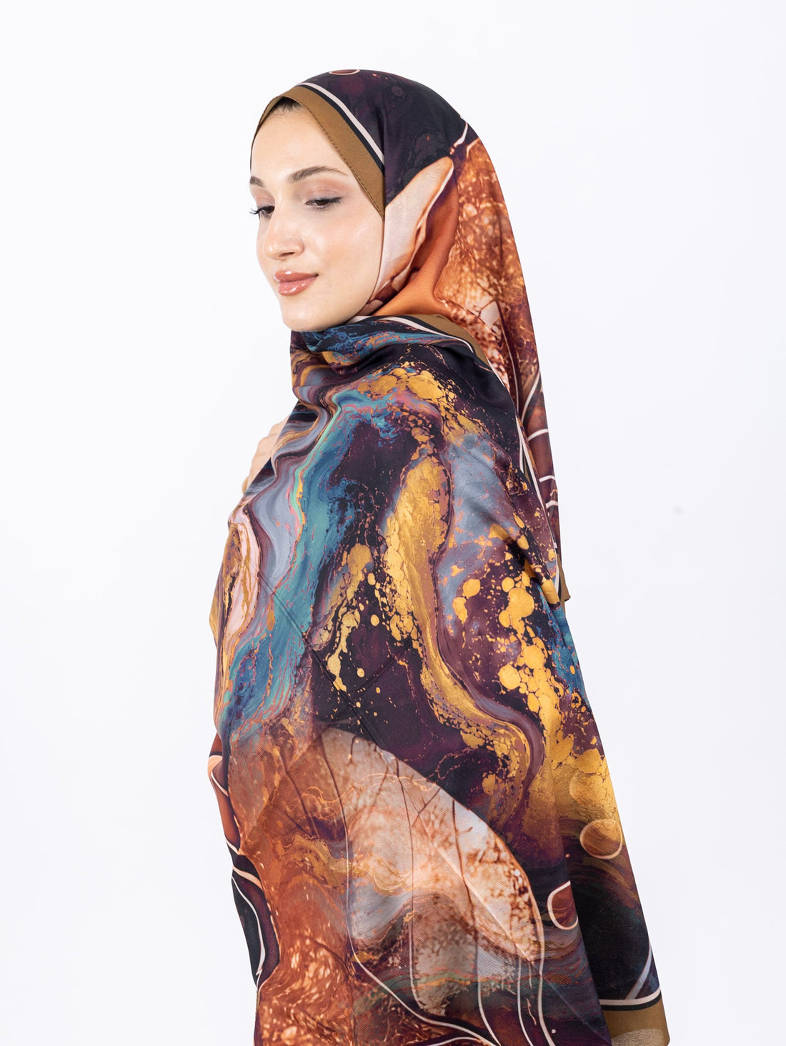Mikro Soft Şal D010 Toprak, çiçekli desenli, 75 × 185 cm şal – görsel 2