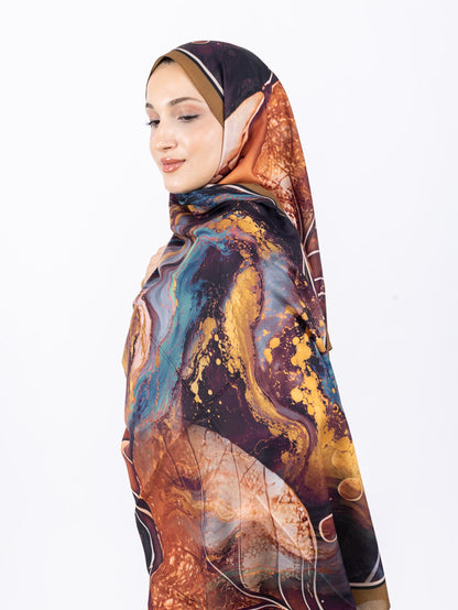Mikro Soft Şal D010 Toprak, çiçekli desenli, 75 × 185 cm şal – görsel 2