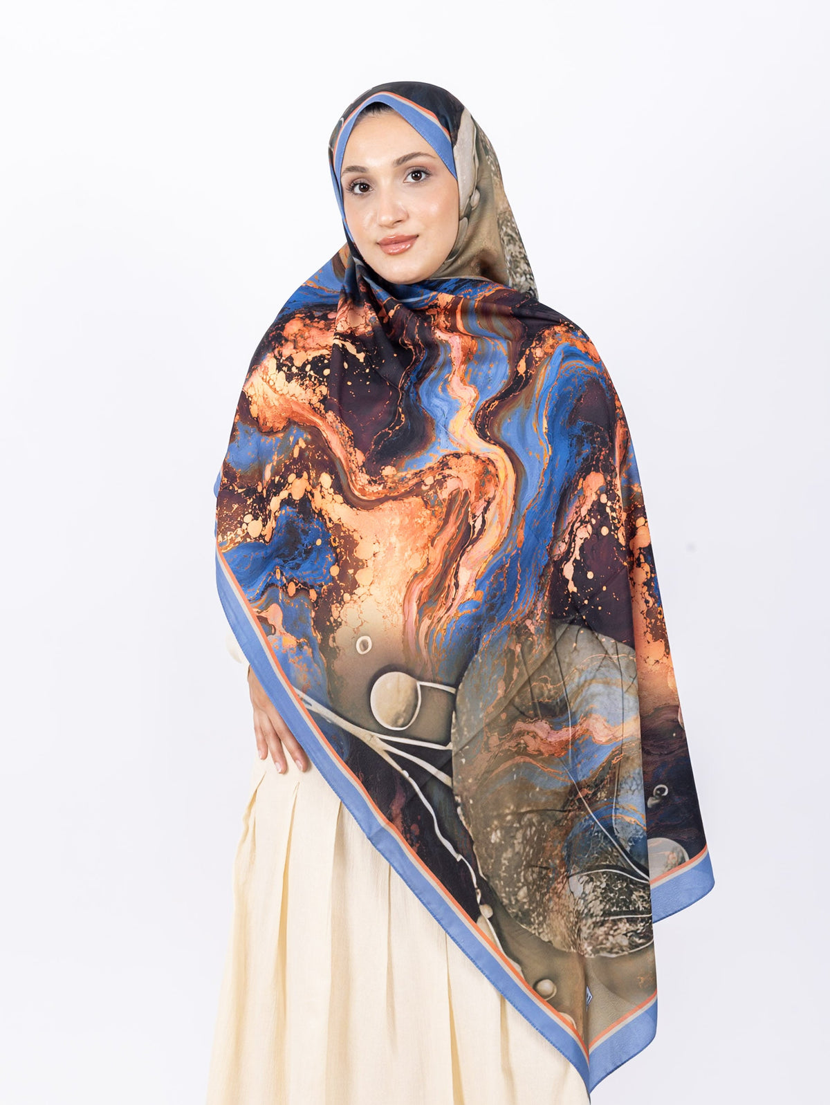 Mikro Soft Şal D010 Mavi, çiçekli desenli, 75 × 185 cm şal – görsel 2