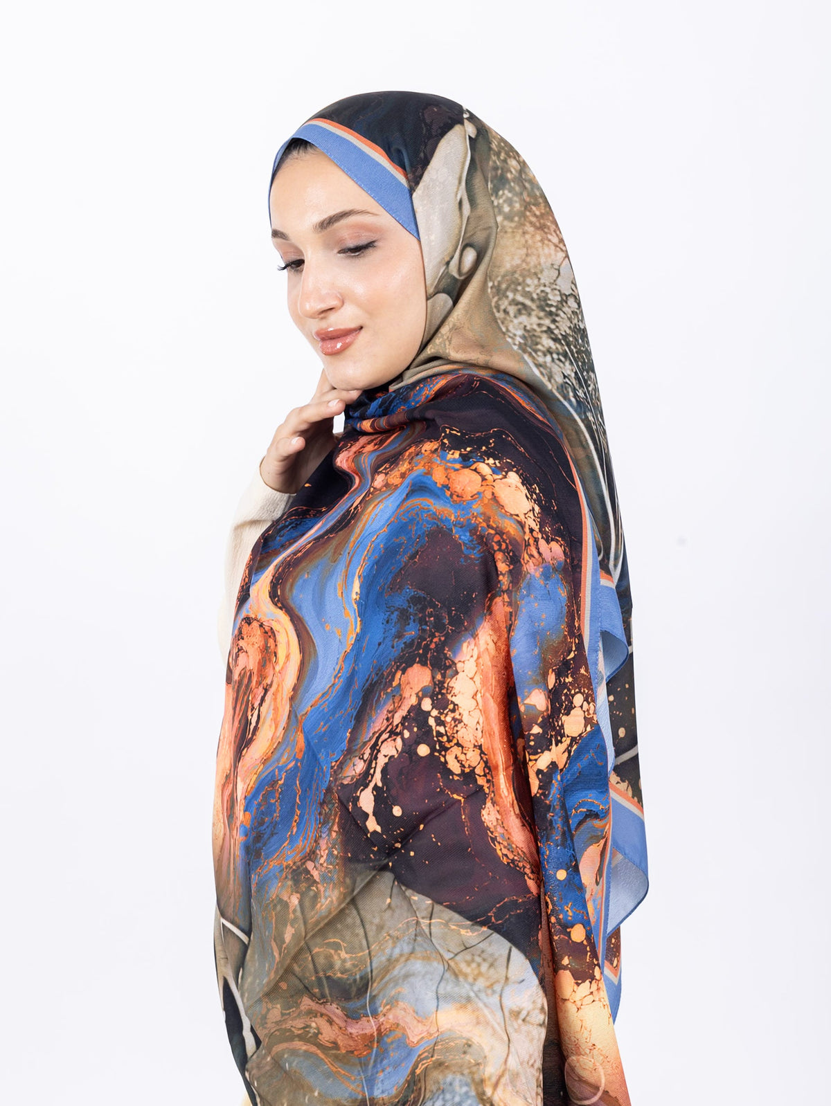Mikro Soft Şal D010 Mavi, çiçekli desenli, 75 × 185 cm şal – görsel 3