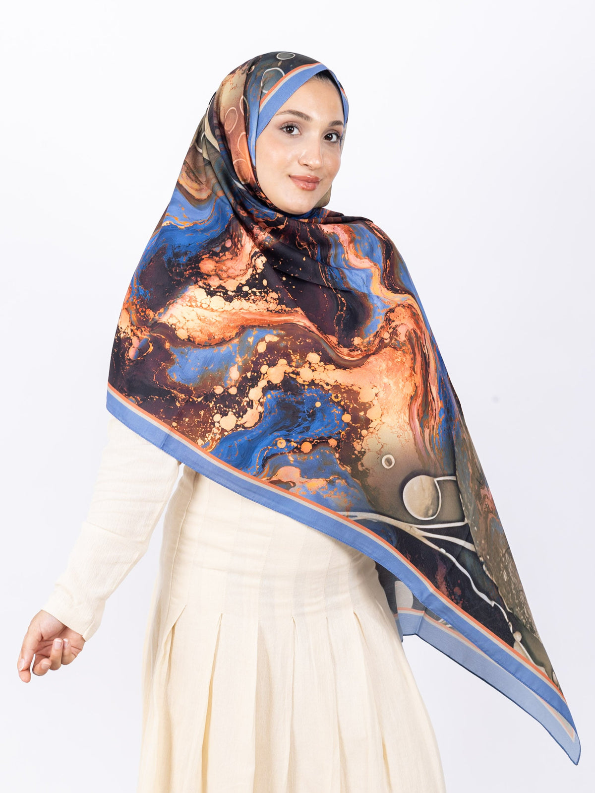 Mikro Soft Şal D010 Mavi, çiçekli desenli, 75 × 185 cm şal – görsel 4