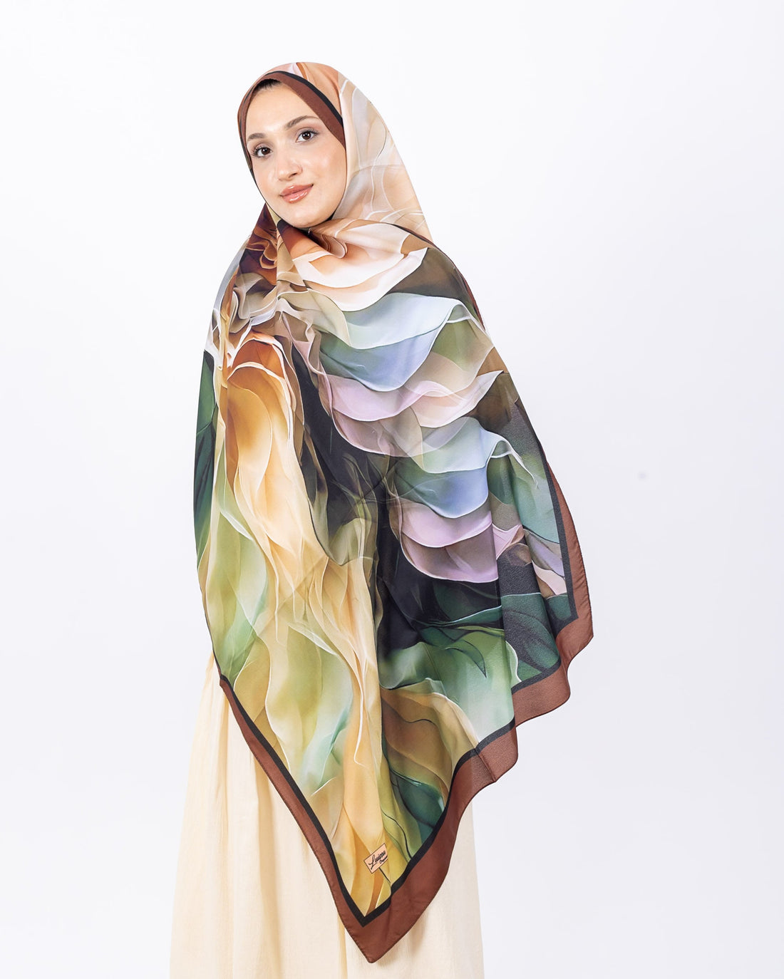 Mikro Soft Şal D007 Kahverengi, çiçekli desenli, 75 × 185 cm şal – görsel 2