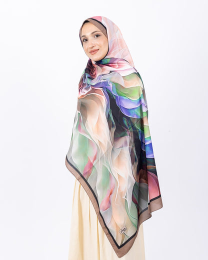 Mikro Soft Şal D007 Vizon, çiçekli desenli, 75 × 185 cm şal – görsel 2
