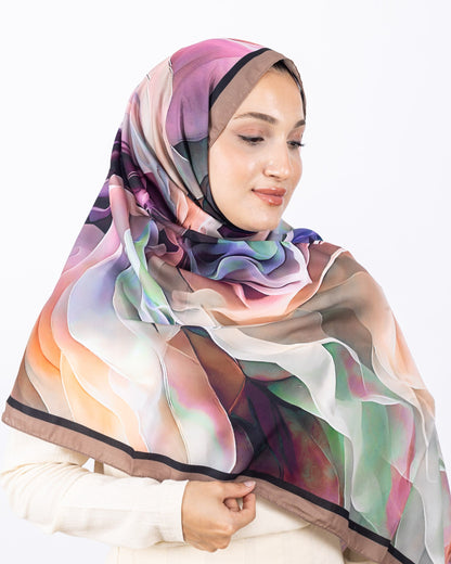 Mikro Soft Şal D007 Vizon, çiçekli desenli, 75 × 185 cm şal – görsel 4