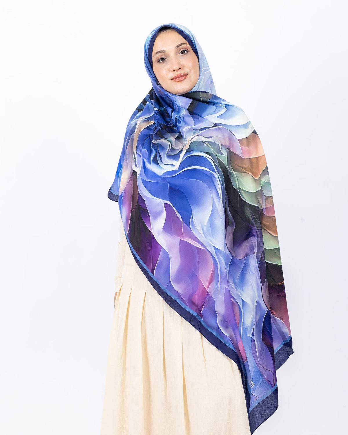 Mikro Soft Şal D007 Morcivert, çiçekli desenli, 75 × 185 cm şal – görsel 2