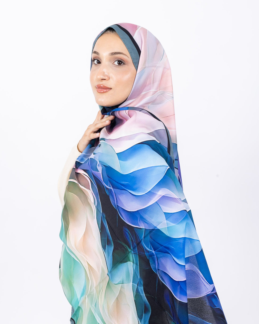 Mikro Soft Şal D007 Su Yeşili, çiçekli desenli, 75 × 185 cm şal – görsel 1