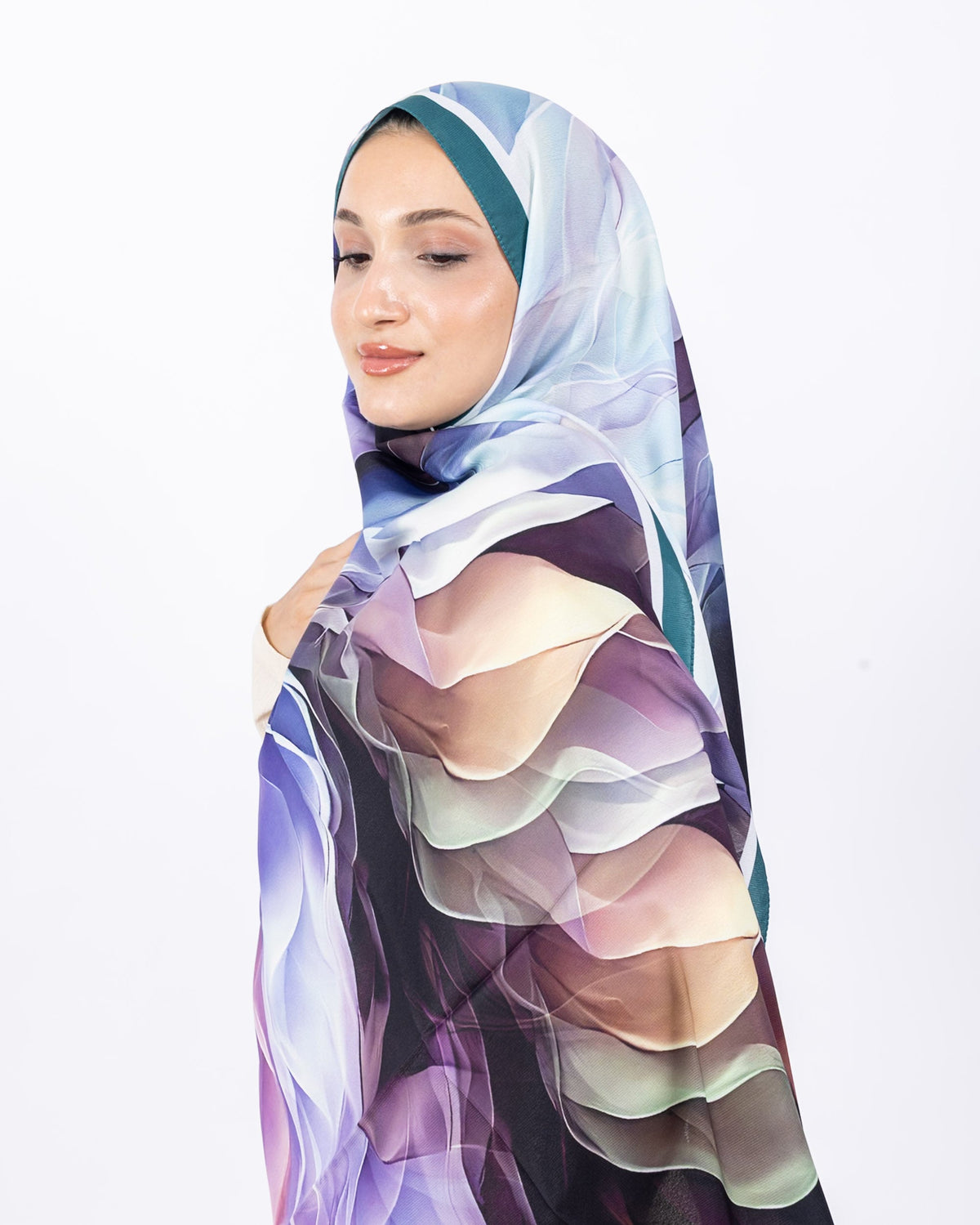 Mikro Soft Şal D007 Mint Yeşili, çiçekli desenli, 75 × 185 cm şal – görsel 2