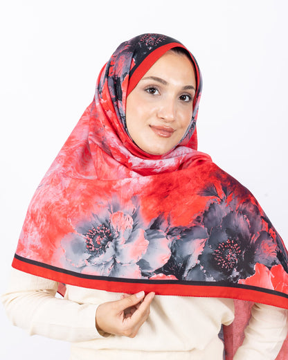 Mikro Soft Şal D005 Kırmızı, çiçekli desenli, 75 × 185 cm şal – görsel 4