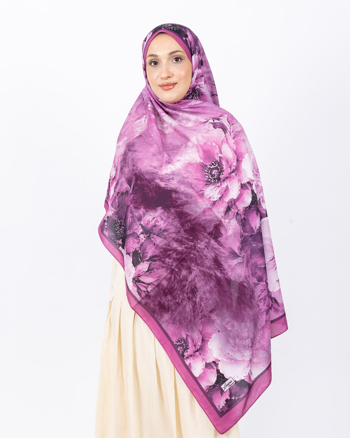 Mikro Soft Şal D005 Fuşya, çiçekli desenli, 75 × 185 cm şal – görsel 2