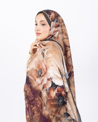 Mikro Soft Şal D005 Siyah, çiçekli desenli, 75 × 185 cm şal – görsel 3