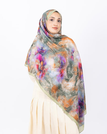 Mikro Soft Şal D009 Su Yeşili, çiçekli desenli, 75 × 185 cm şal – görsel 2