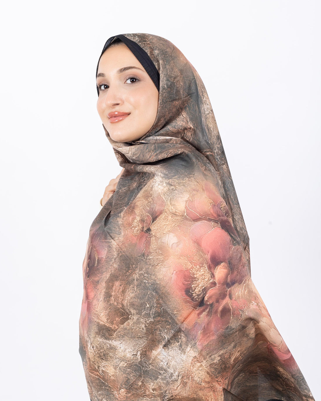 Mikro Soft Şal D009 Siyah, çiçekli desenli, 75 × 185 cm şal – görsel 2
