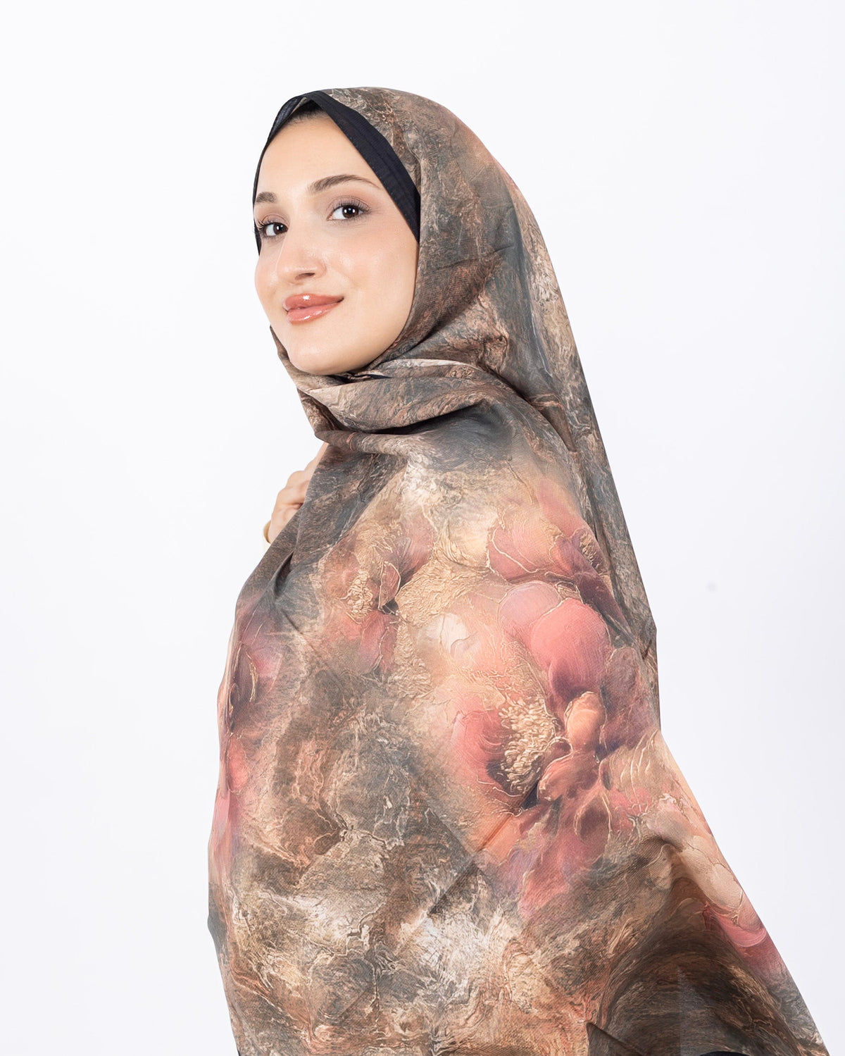 Mikro Soft Şal D009 Siyah, çiçekli desenli, 75 × 185 cm şal – görsel 2