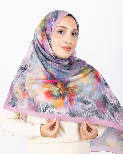 Mikro Soft Şal D009 Pudra, çiçekli desenli, 75 × 185 cm şal – görsel 3